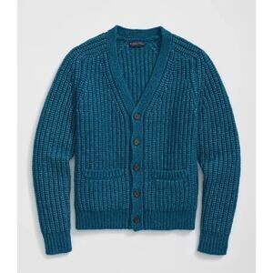 Brooks Brothers Mens Alpaca Wool V Neck Cardigan Sweater English Rib Size XL New